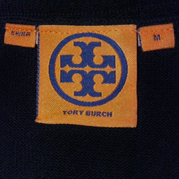 New Tory Burch Black Merino Wool Ruffle Neck Long Light Sweater Size M Tunic - Picture 7 of 10